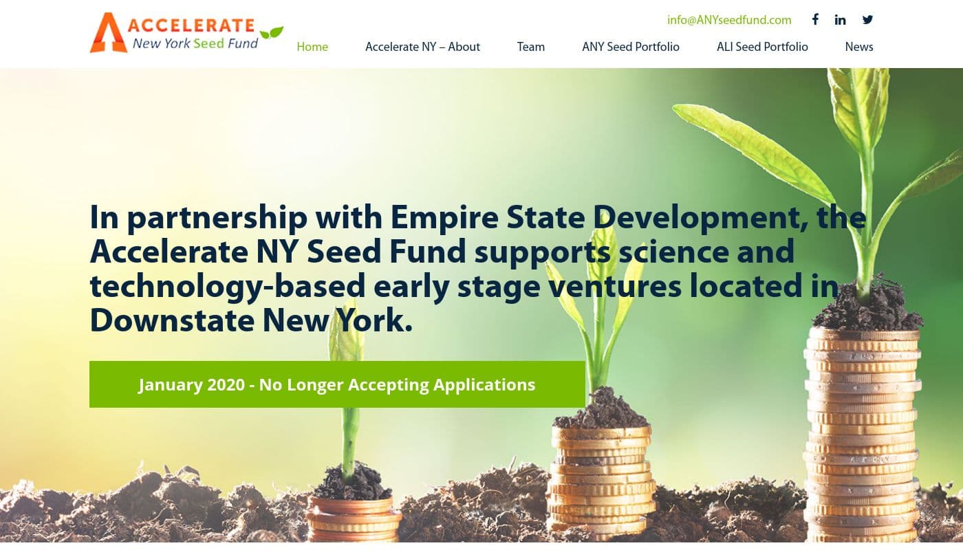 Banner di Accelerate New York Seed Fund